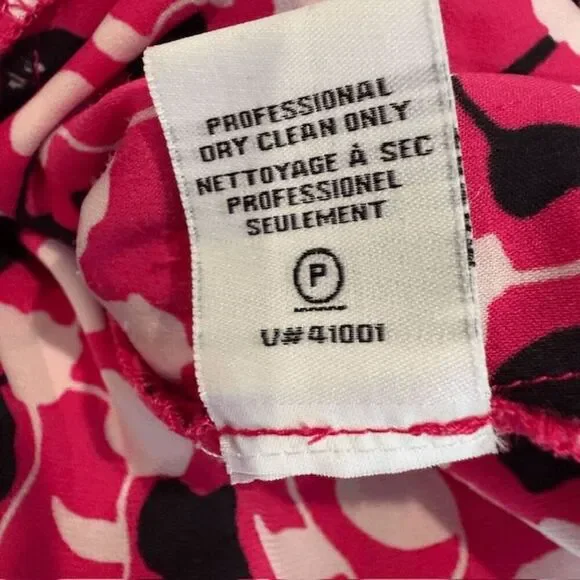 Diane Von Furstenberg Freya Silk Blend Shirt Dress Pink Black Floral Oversized 2 - Picture 12 of 16
